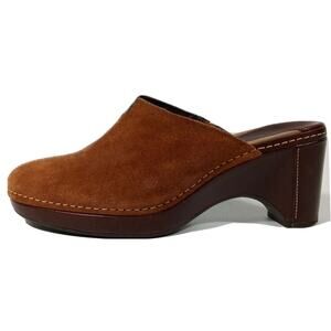 Cole Haan Country Suede Leather Clogs Size 7B Chunky Platform Slip On Mule